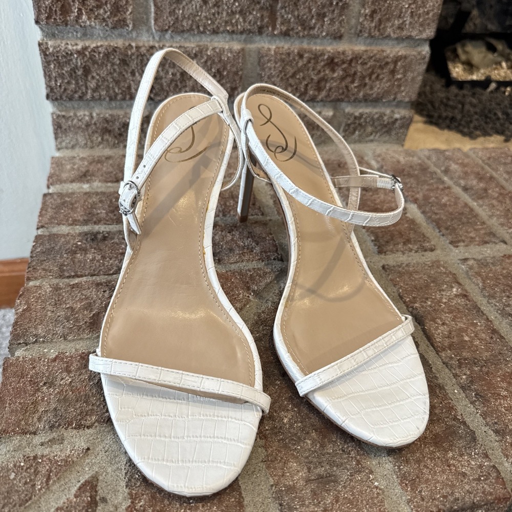 Sam Edelman Doran Strappy Sandal Ivory Cream White Croc Women Size 11 #149